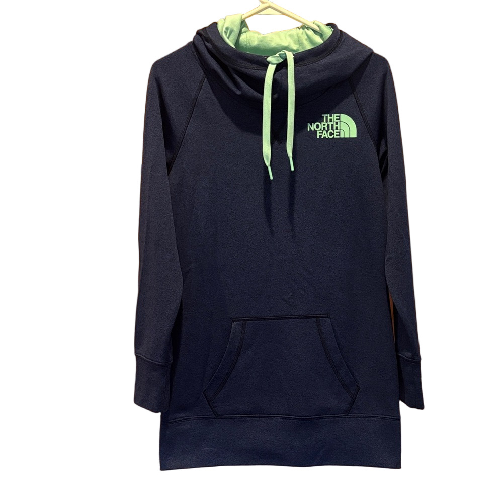 The North Face Women’s Navy Blue/Aqua Funnel Neck Hooded Sweatshirt Dress Small